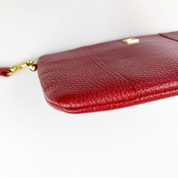 Lodis Wristlet Small Bag Purse Red Leather Zipper - Picture 11 of 12